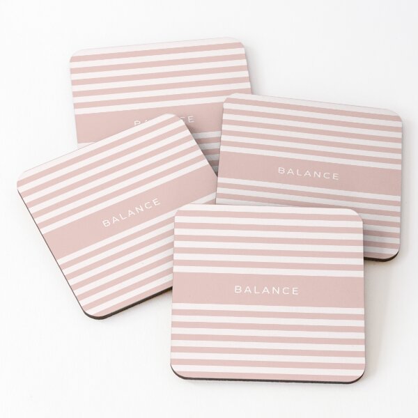 Item preview, Minimal Balance Text Design, Dusty Pink Aesthetic, Soft Neutral Stripes, Calm Minimalist Typography designed and sold by TheSlowShore.