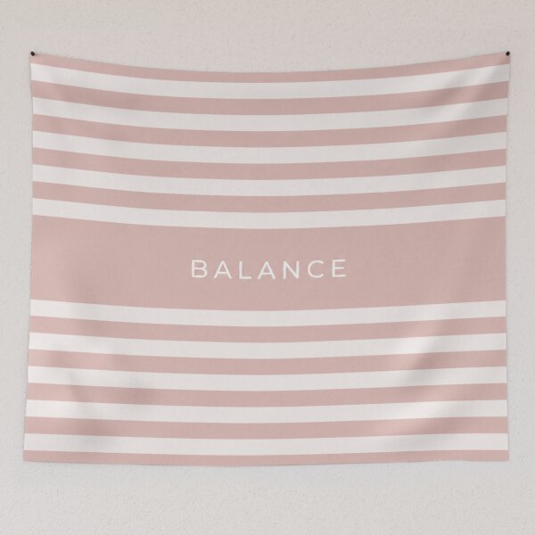 Item preview, Minimal Balance Text Design, Dusty Pink Aesthetic, Soft Neutral Stripes, Calm Minimalist Typography designed and sold by TheSlowShore.