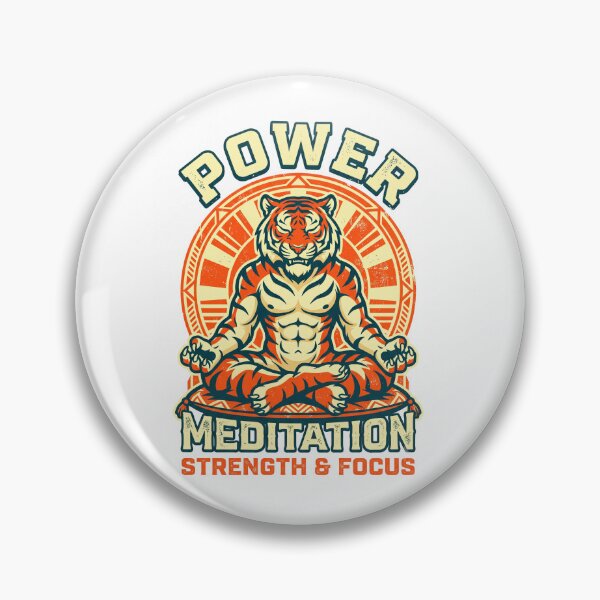 Item preview, Power Meditation Muscular Tiger Vintage Gym Mascot designed and sold by DGGraphicsStudio.