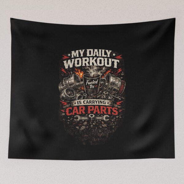 Item preview, My Daily Workout Is Carrying Car Parts – Funny Mechanic Garage Shirt designed and sold by Wild Horizon Studio.