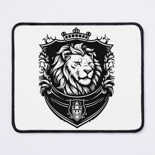 Item preview, Majestic Atlas Lion Crest - Black and White Regal Royal Shield Tattoo Design designed and sold by HICHAMORO.