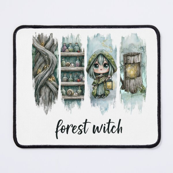 Item preview, Forest Witch Cute Fantasy Watercolor Design | Cottagecore Woodland Magic Chibi Girl Shirt designed and sold by Anastasiia Yurevych.