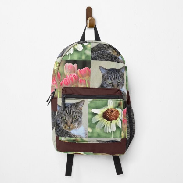Item preview, Cat Portrait with Daisies and Tulips Collage designed and sold by JurateArt-DK.