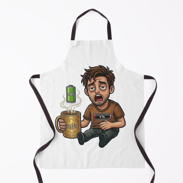Item preview, Funny Coffee Battery 1 Percent Tired Man Morning Caffeine Meme designed and sold by Northern Glow Art.
