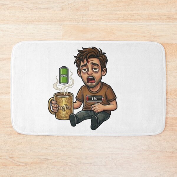 Item preview, Funny Coffee Battery 1 Percent Tired Man Morning Caffeine Meme designed and sold by Northern Glow Art.