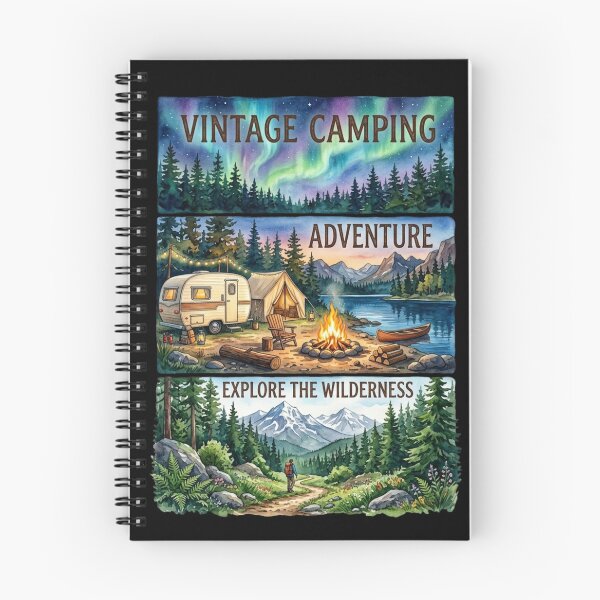 Item preview, Vintage Camping Adventure Explore The Wilderness Watercolor Panels designed and sold by PACS0011.