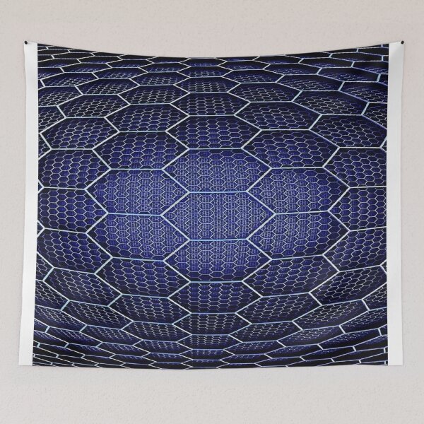 Item preview, Fractal Hexagonal Sphere - Futuristic Neon Blue Digital Art designed and sold by RAYBIL.