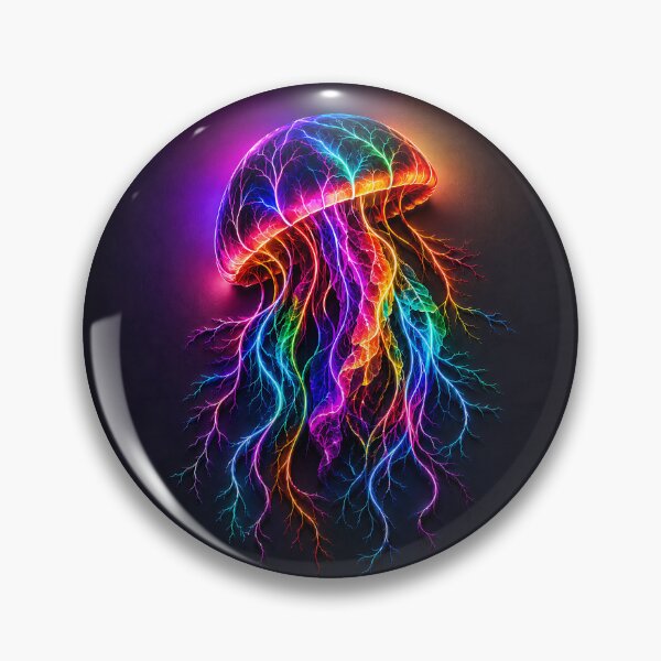 Item preview, Neon Rainbow Jellyfish Glowing Bioluminescent Art designed and sold by Aureva Arts Shop.