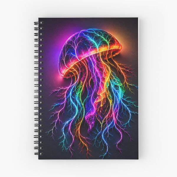 Item preview, Neon Rainbow Jellyfish Glowing Bioluminescent Art designed and sold by Aureva Arts Shop.