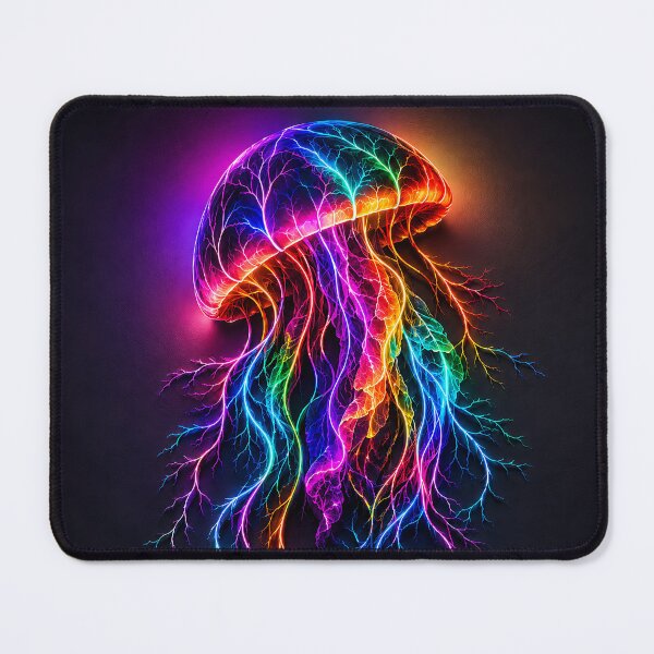 Item preview, Neon Rainbow Jellyfish Glowing Bioluminescent Art designed and sold by Aureva Arts Shop.