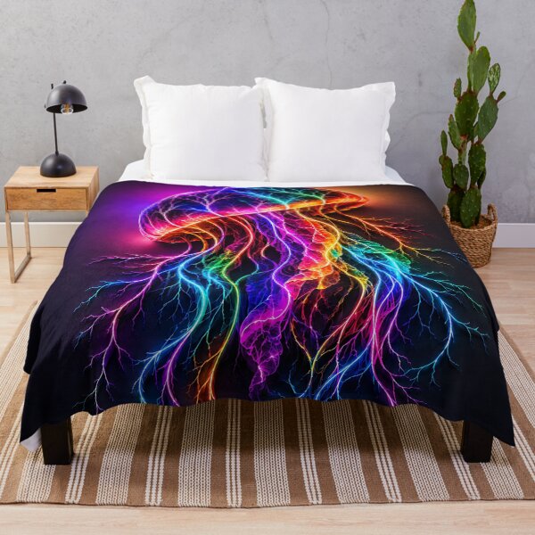 Item preview, Neon Rainbow Jellyfish Glowing Bioluminescent Art designed and sold by Aureva Arts Shop.