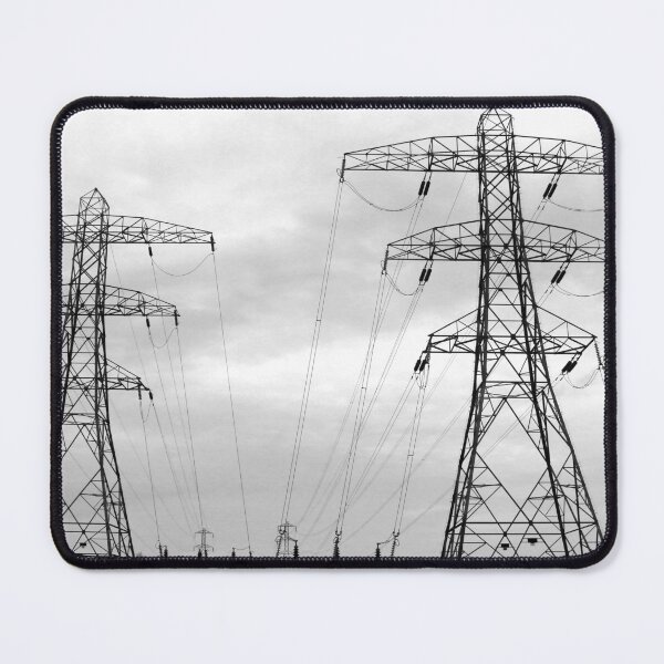 Item preview, Torres de alta tensión en blanco y negro contra un cielo nublado designed and sold by pinkal.