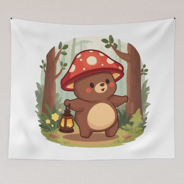 Item preview, Cute Mushroom Bear Kawaii Sticker | Adorable Cottagecore Woodland Bear designed and sold by Stylestickers55.