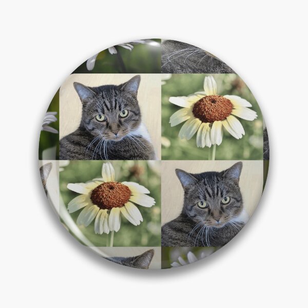 Item preview, Cat Portrait and Daisy Flower Photo Collage designed and sold by JurateArt-DK.