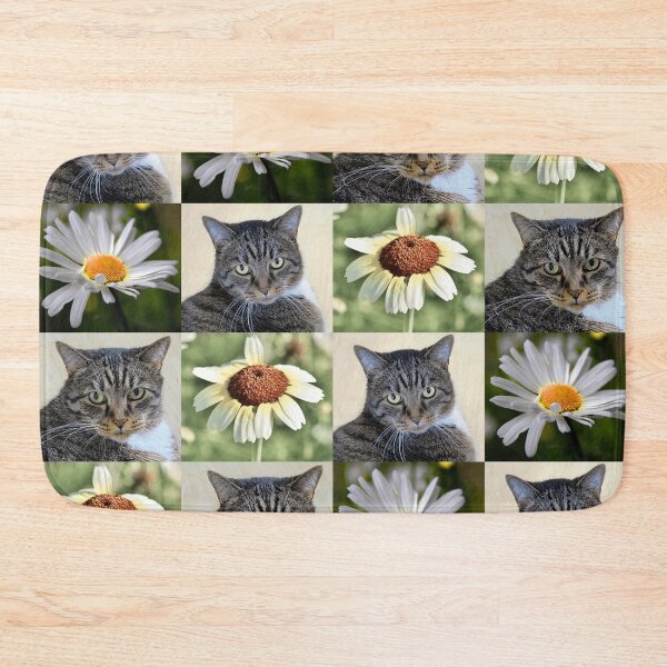 Item preview, Cat Portrait and Daisy Flower Photo Collage designed and sold by JurateArt-DK.