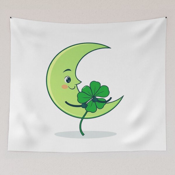 Item preview, Moon and four-leaf clover  designed and sold by Lucky 777.