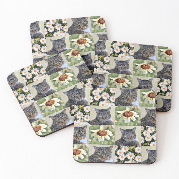 Item preview, Cat Portrait and Daisy Flower Photo Collage designed and sold by JurateArt-DK.