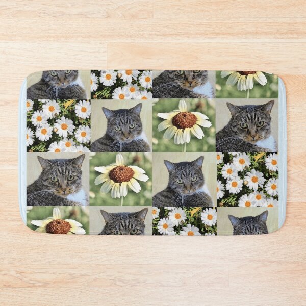 Item preview, Cat Portrait and Daisy Flower Photo Collage designed and sold by JurateArt-DK.