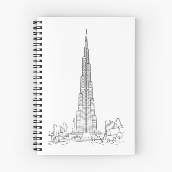 Item preview, Burj Khalifa Line Art Illustration on Black Background designed and sold by DreamArtis.