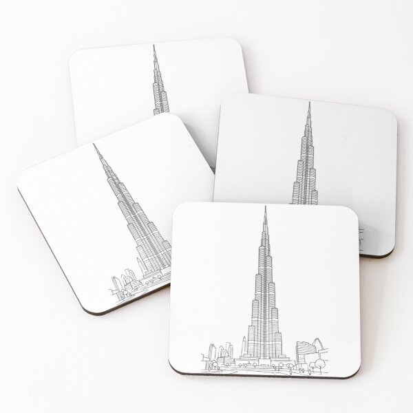 Item preview, Burj Khalifa Line Art Illustration on Black Background designed and sold by DreamArtis.