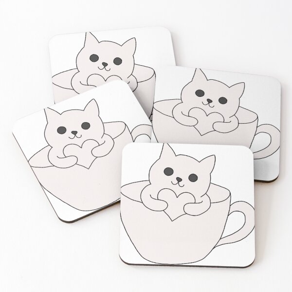 Item preview, Cat in a teacup holding a heart cute cat lovers gift designed and sold by LeshanArt.
