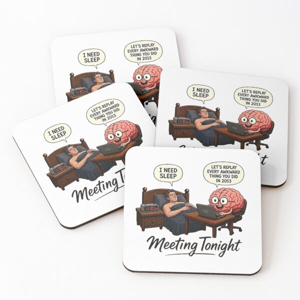 Item preview, Meeting Tonight Overthinking Brain Meme Funny Insomnia Art designed and sold by Northern Glow Art.