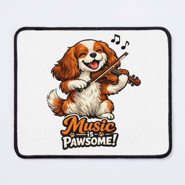 Item preview, Music is Pawsome Violin Blenheim Cavalier designed and sold by SpottyRainbow.