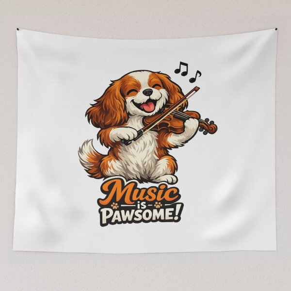 Item preview, Music is Pawsome Violin Blenheim Cavalier designed and sold by SpottyRainbow.