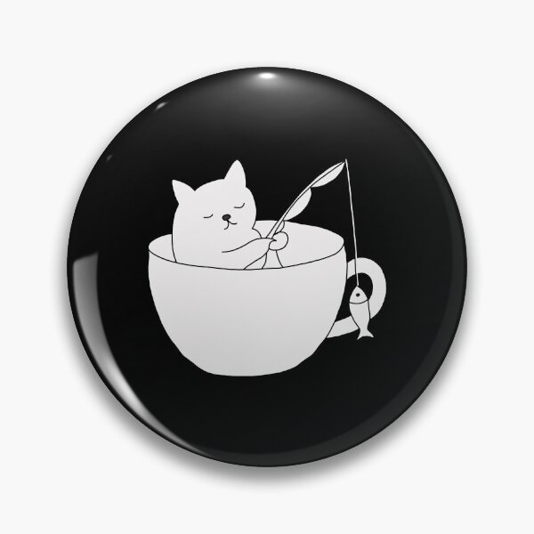 Item preview, Fishing cat in a teacup cozy whimsical illustration designed and sold by LeshanArt.