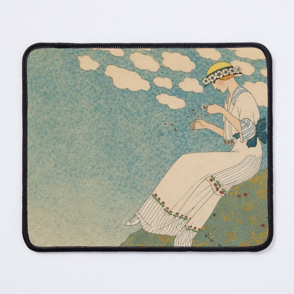 Item preview, Jeanne Paquin Fashion House by George Barbier - Vintage Art Nouveau Woman Wildflower Meadow Print for Cottagecore Decor designed and sold by RickE.