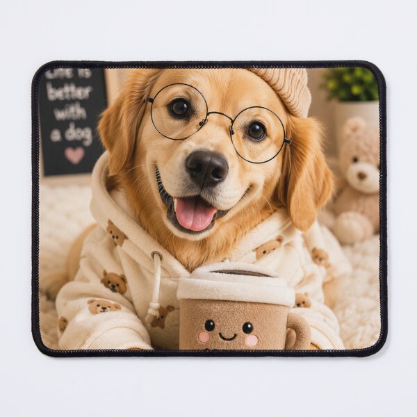 Item preview, Cute Golden Retriever Coffee Lover Portrait Design designed and sold by BagFactoryUK.