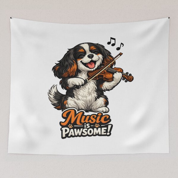 Item preview, Music is Pawsome Violin Tri Cavalier designed and sold by SpottyRainbow.