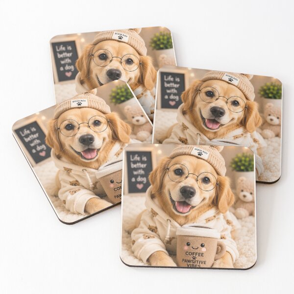Item preview, Cute Golden Retriever Coffee Lover Portrait Design designed and sold by BagFactoryUK.