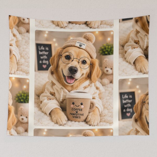 Item preview, Cute Golden Retriever Coffee Lover Portrait Design designed and sold by BagFactoryUK.