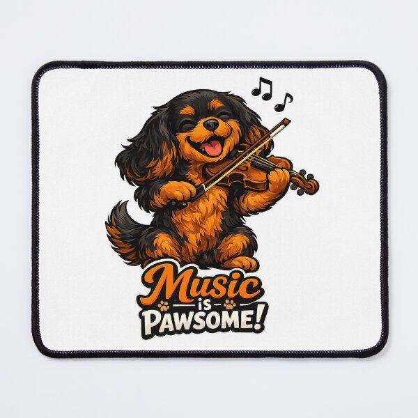 Item preview, Music is Pawsome Violin Black and Tan Cavalier designed and sold by SpottyRainbow.