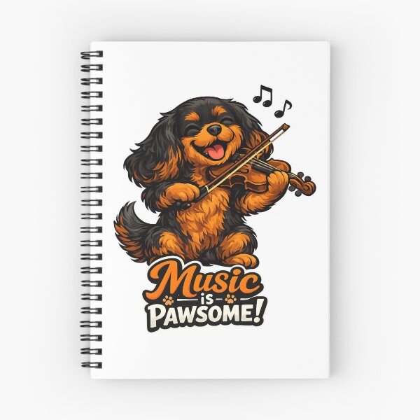 Item preview, Music is Pawsome Violin Black and Tan Cavalier designed and sold by SpottyRainbow.