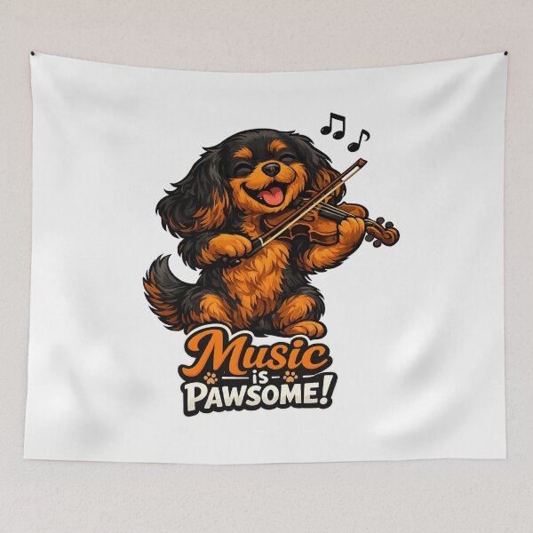 Item preview, Music is Pawsome Violin Black and Tan Cavalier designed and sold by SpottyRainbow.