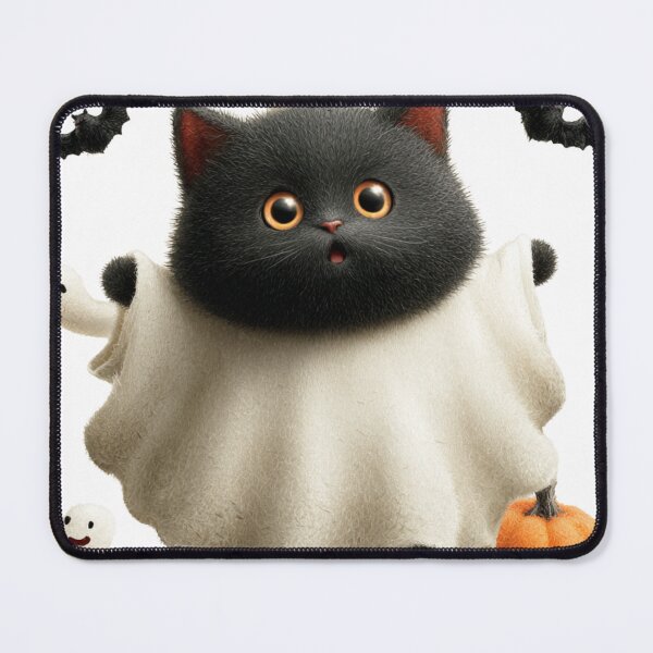 Item preview, Cute Halloween Ghost Cat with Pumpkins designed and sold by LovePrintArt.