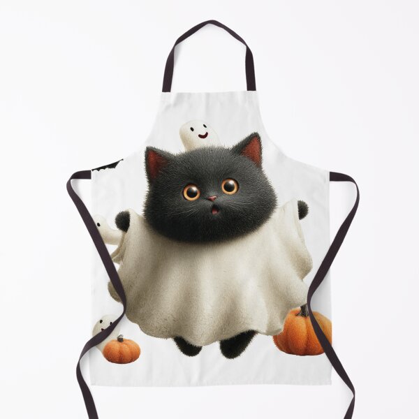 Item preview, Cute Halloween Ghost Cat with Pumpkins designed and sold by LovePrintArt.