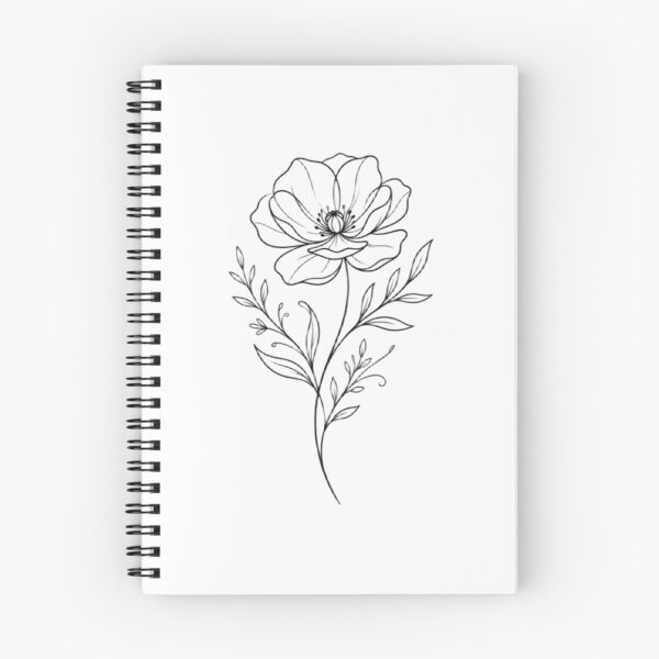 Item preview, Minimalist White Line Art Flower on Black Background designed and sold by DreamArtis.