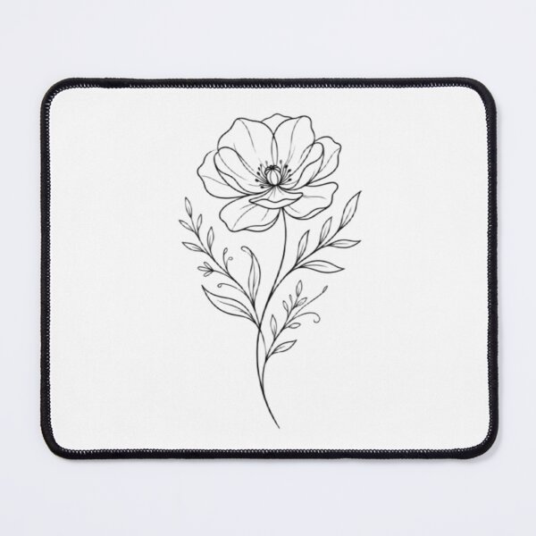 Item preview, Minimalist White Line Art Flower on Black Background designed and sold by DreamArtis.