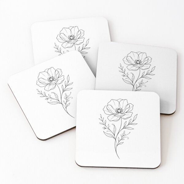 Item preview, Minimalist White Line Art Flower on Black Background designed and sold by DreamArtis.