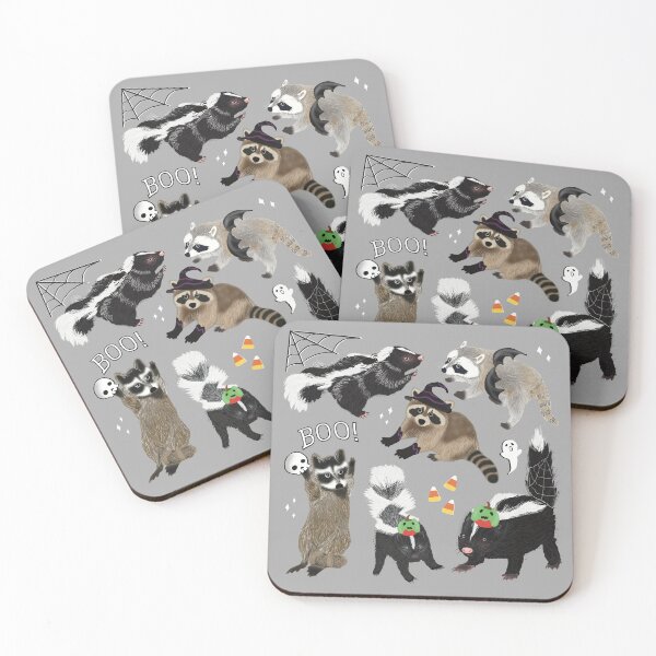 Item preview, Cute Baby Critters Halloween Party Design Raccoons and Skunks | Witch Spider Trick or Treat Ghost Spooky Candy Apple designed and sold by yashiki.
