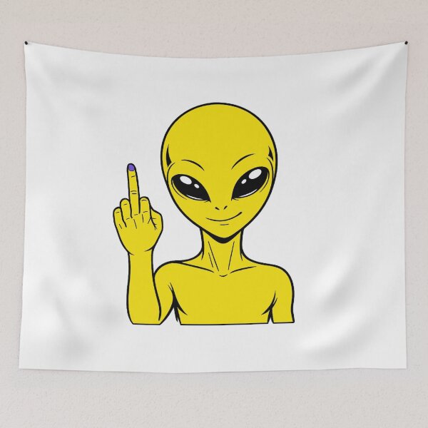 Item preview, ZORGO Alien Middle Finger – Funny Space Alien Attitude Sticker designed and sold by The-Visitors.