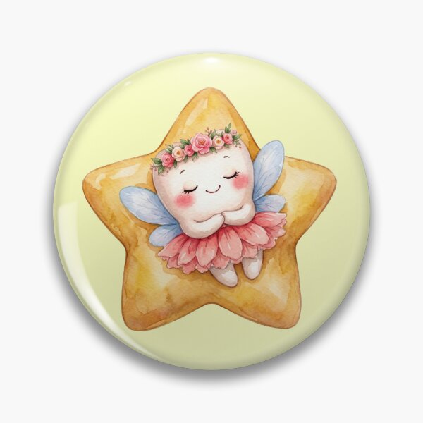 Item preview, Cute Tooth Fairy Sleeping on a Star | Watercolor Fairy Tooth designed and sold by Mommy-Smile.