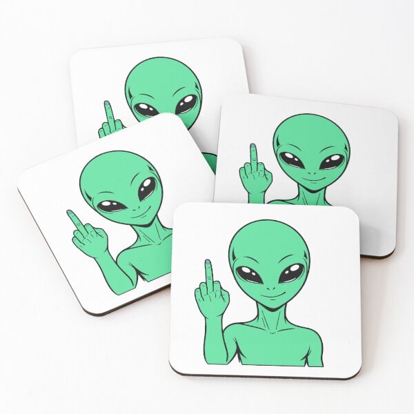Aperçu de l'œuvre ZORGO Alien Doigt d'honneur – Autocollant humoristique sur l'attitude d'un extraterrestre de l'espace créée et vendue par The-Visitors.