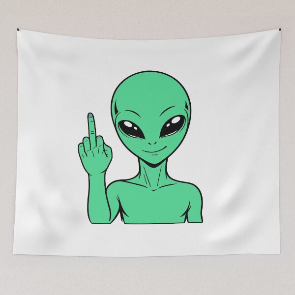 Item preview, ZORGO Alien Middle Finger – Funny Space Alien Attitude Sticker designed and sold by The-Visitors.