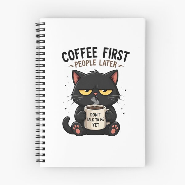 Item preview, Coffee First People Later Funny Grumpy Black Cat Coffee Lover Gift designed and sold by Masloshop.