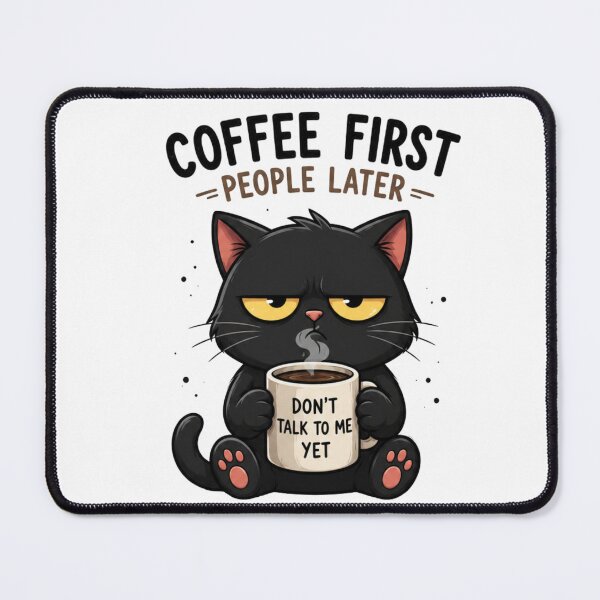 Item preview, Coffee First People Later Funny Grumpy Black Cat Coffee Lover Gift designed and sold by Masloshop.