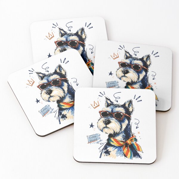 Item preview, Cool Dude Schnauzer Dog with Sunglasses – Funny Hand-Drawn Art designed and sold by RamyGallery.